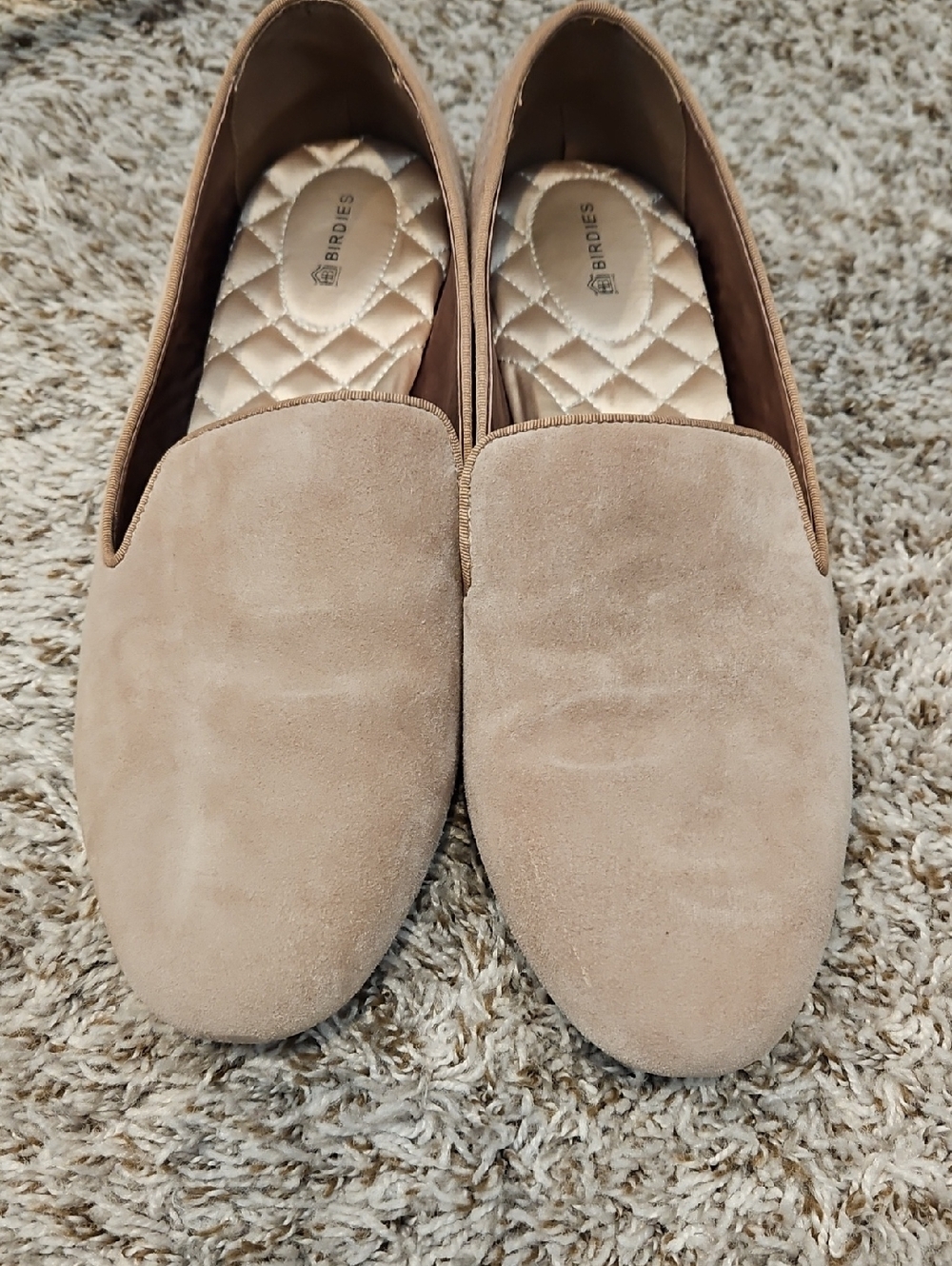 Birdies Women's Beige Suede Slip-On Loafers